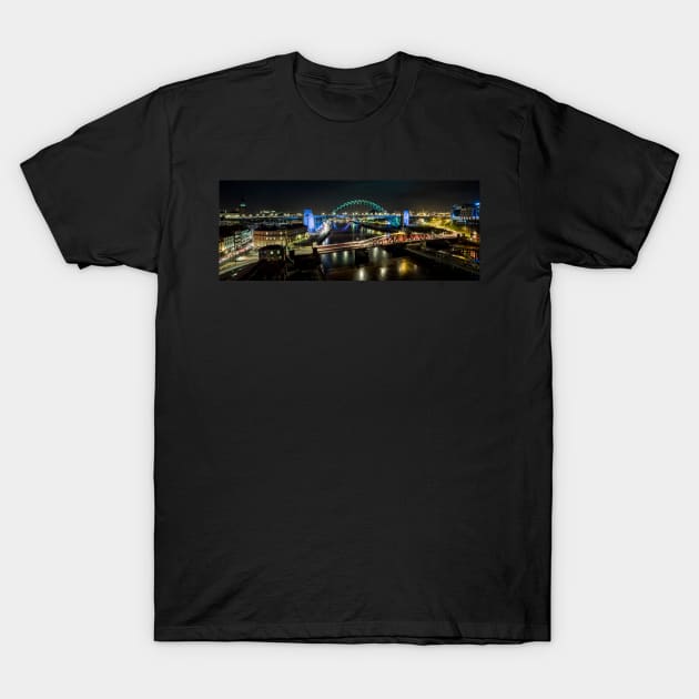 The Tyne Bridge Panoramic T-Shirt by davehudspeth